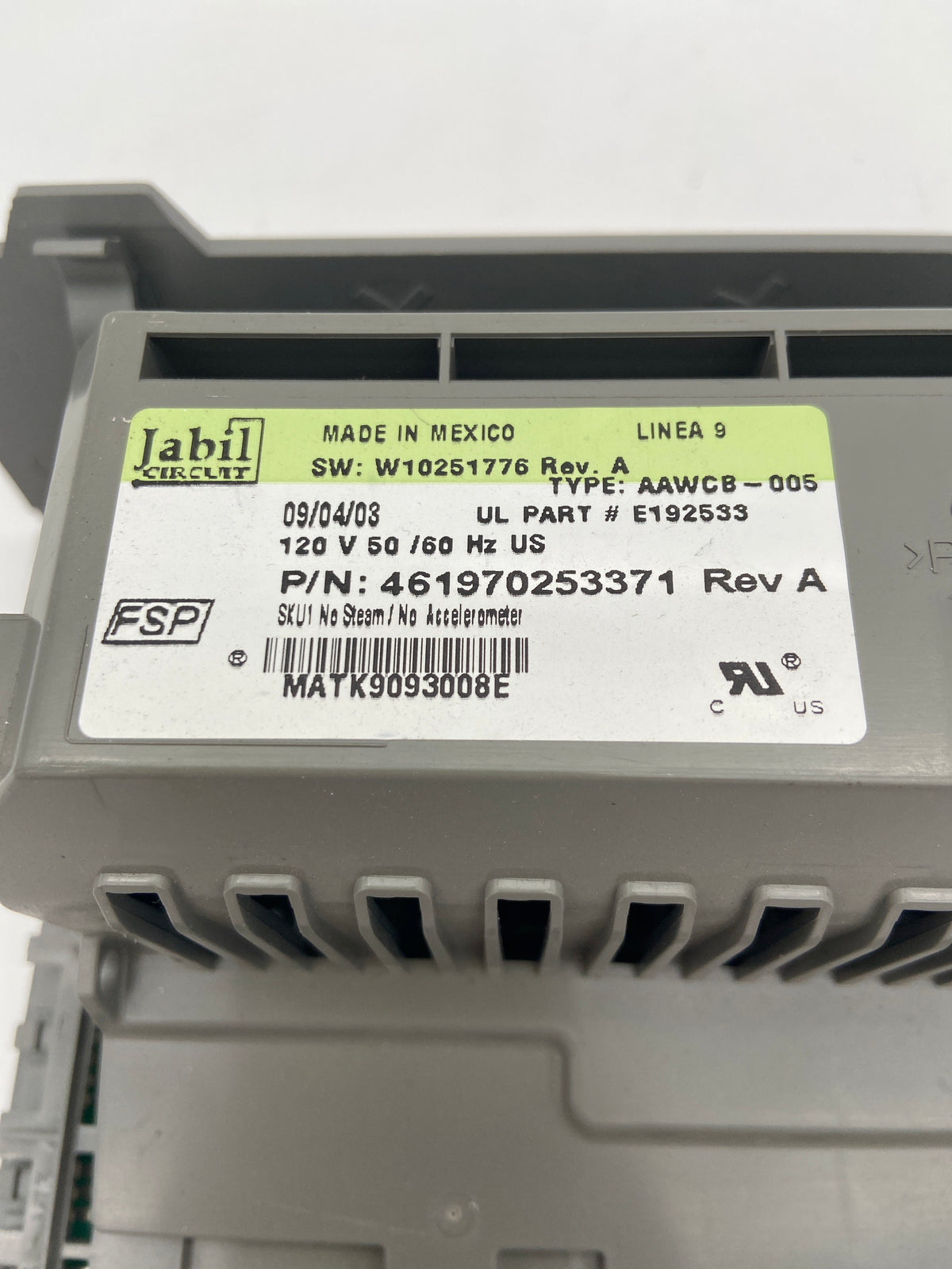 Carte de commande électronique pour lave-linge Whirlpool W10251776
