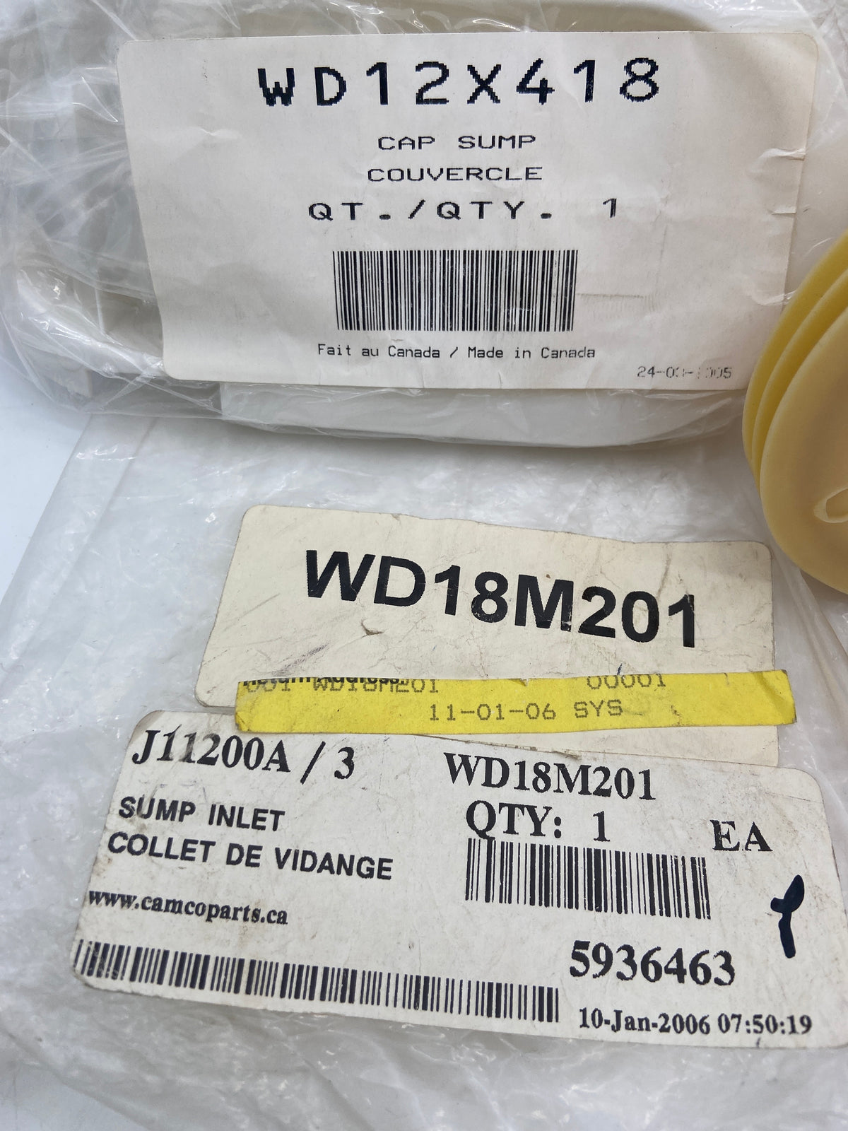 Kit d'admission de puisard pour lave-vaisselle GE neuf : admission de puisard en caoutchouc WD18M201 et bouchon de filtre WD12X418