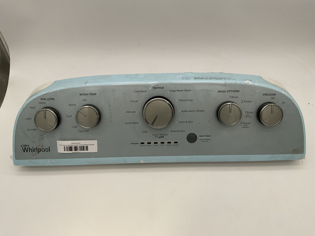 W10774112 Carte de commande/panneau de laveuse Whirlpool d'origine (OEM) W10803586 - Utilisé