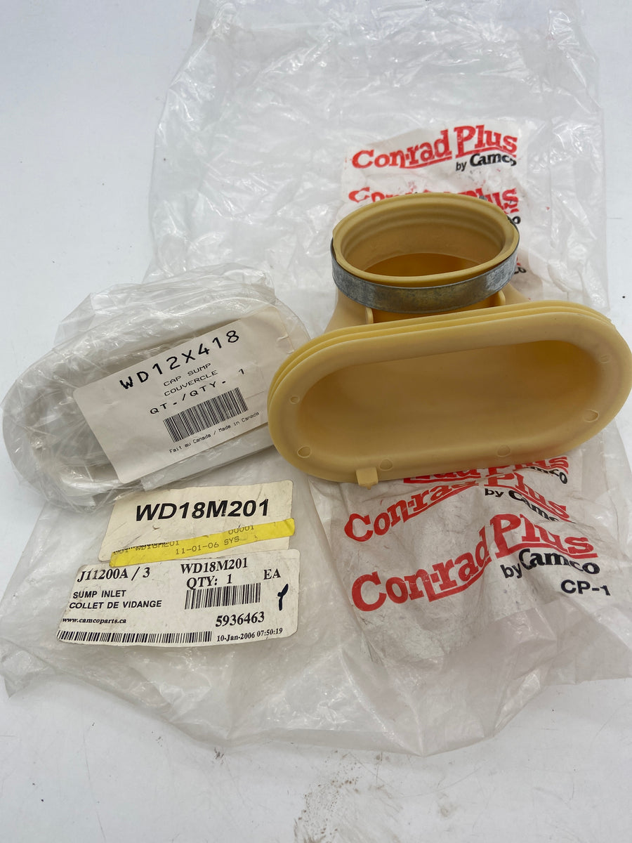 Kit d'admission de puisard pour lave-vaisselle GE neuf : admission de puisard en caoutchouc WD18M201 et bouchon de filtre WD12X418