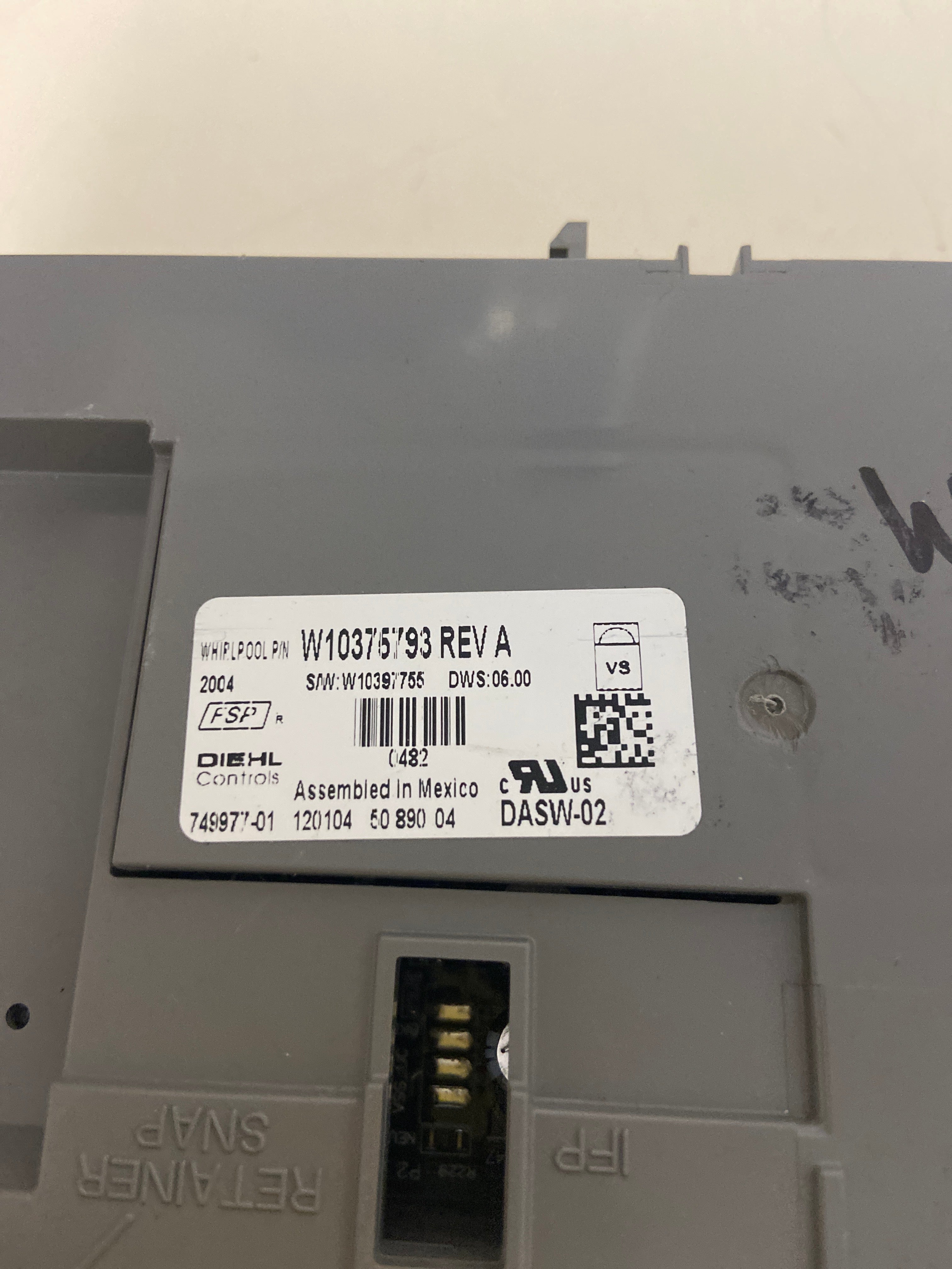 KitchenAid Jenn Air Dishwasher Control Board W10375793