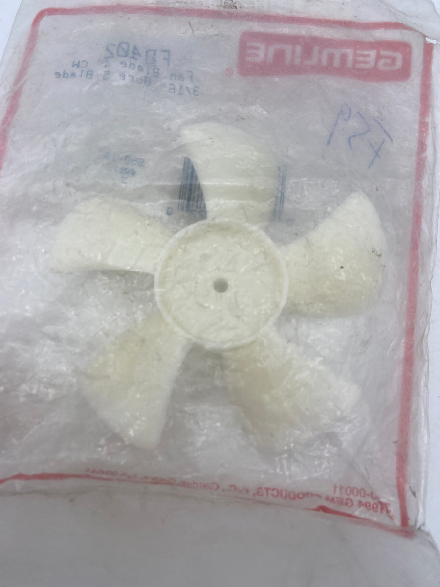 Genuine Gemline FB402 Fan Blade 4" Diameter 3/16" Bore CW Replaces GE Whirlpool Still in Packaging