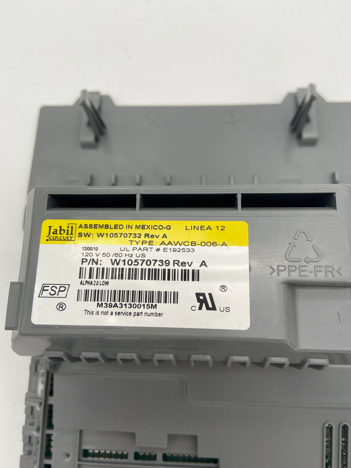 Carte de commande pour lave-linge Whirlpool W10570739, pièce d'origine OEM