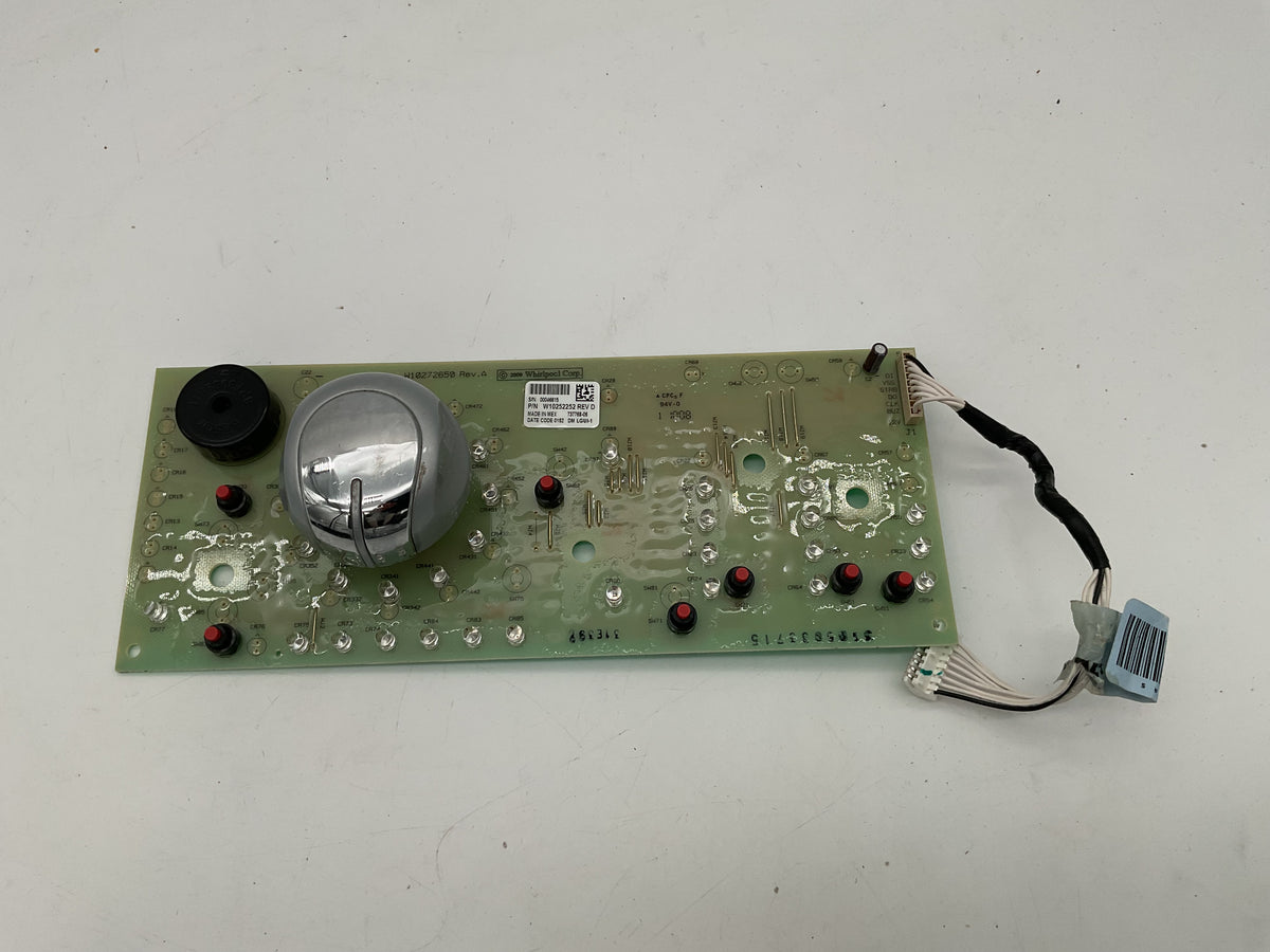 Carte de commande de l'interface utilisateur pour laveuse Whirlpool W10252252 REV D