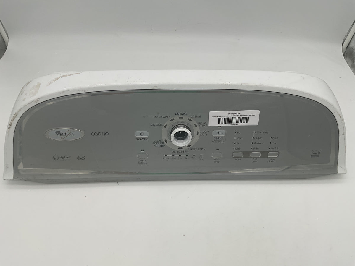 Panneau de commande de laveuse Whirlpool W10277536 W10289436
