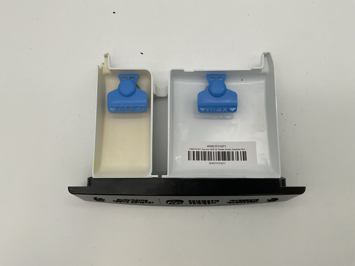 WW01F01671 Boîtier distributeur de tiroir pour lave-linge GE d'origine (OEM) PS16743817