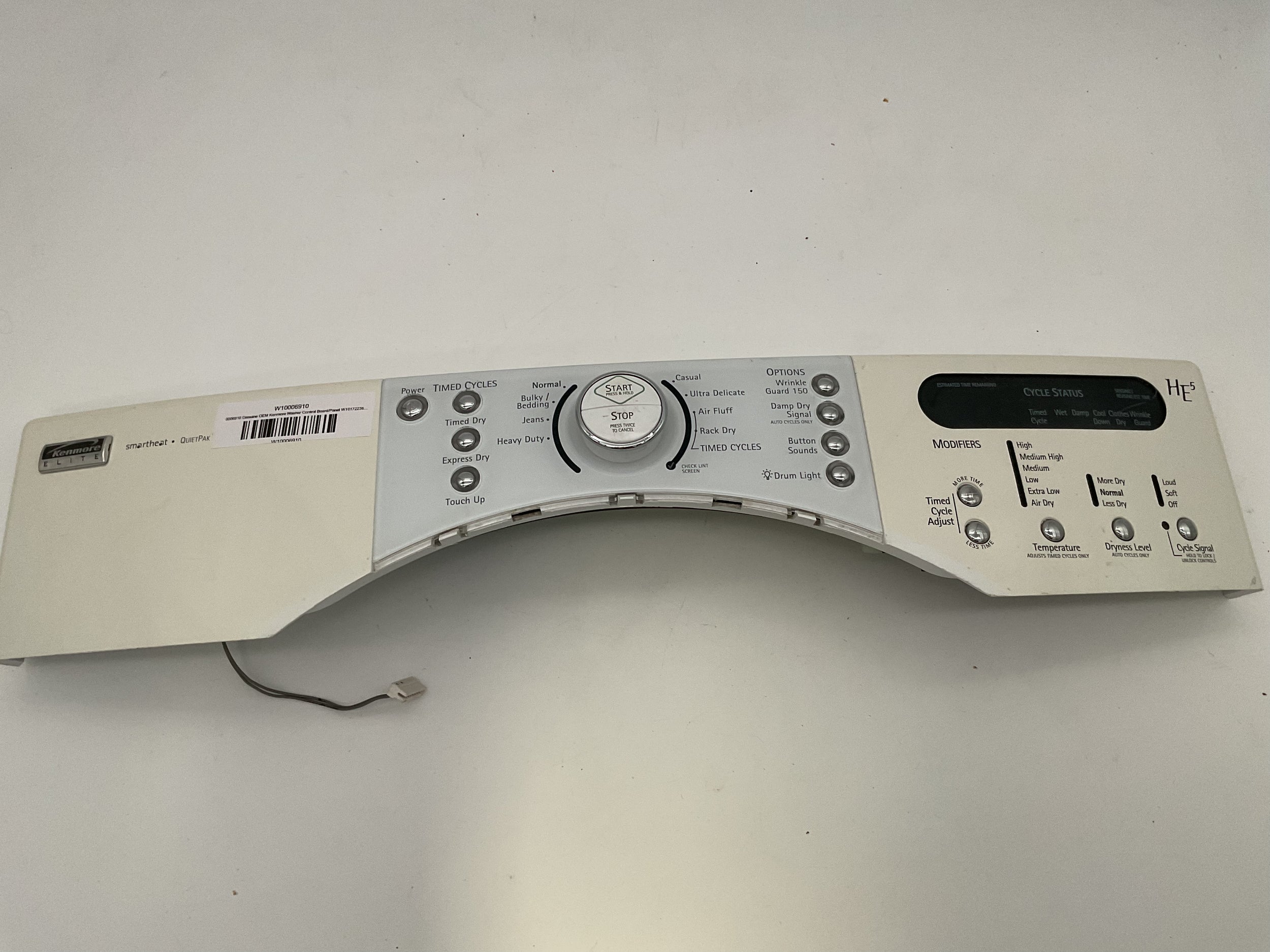 Carte de contrôle/panneau de commande pour laveuse Kenmore OEM authentique W10006910 W10172236 3407245 - Usagé