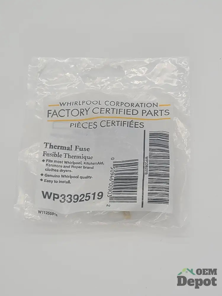 Fusible thermique pour sèche-linge Whirlpool TOUT NEUF (3392519) WP3392519