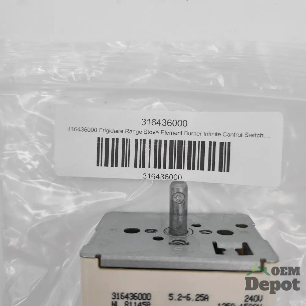 Interrupteur de commande à chaleur infinie pour élément de cuisson de cuisinière Frigidaire 2317205 316436000