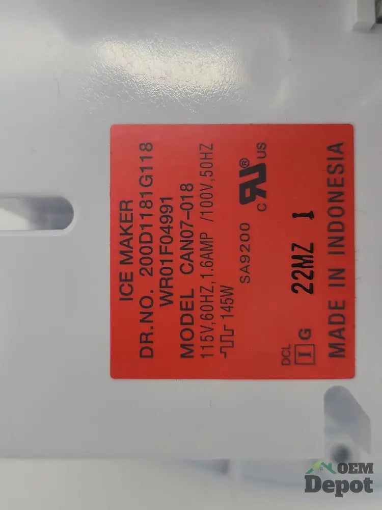 GE OEM Refrigerator Ice Maker (200D1181G118 Can07-018) WR01F04991