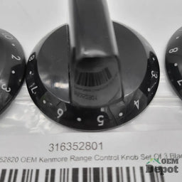 Jeu de 3 boutons de commande de cuisinière Kenmore, noir, 316352801 316852820