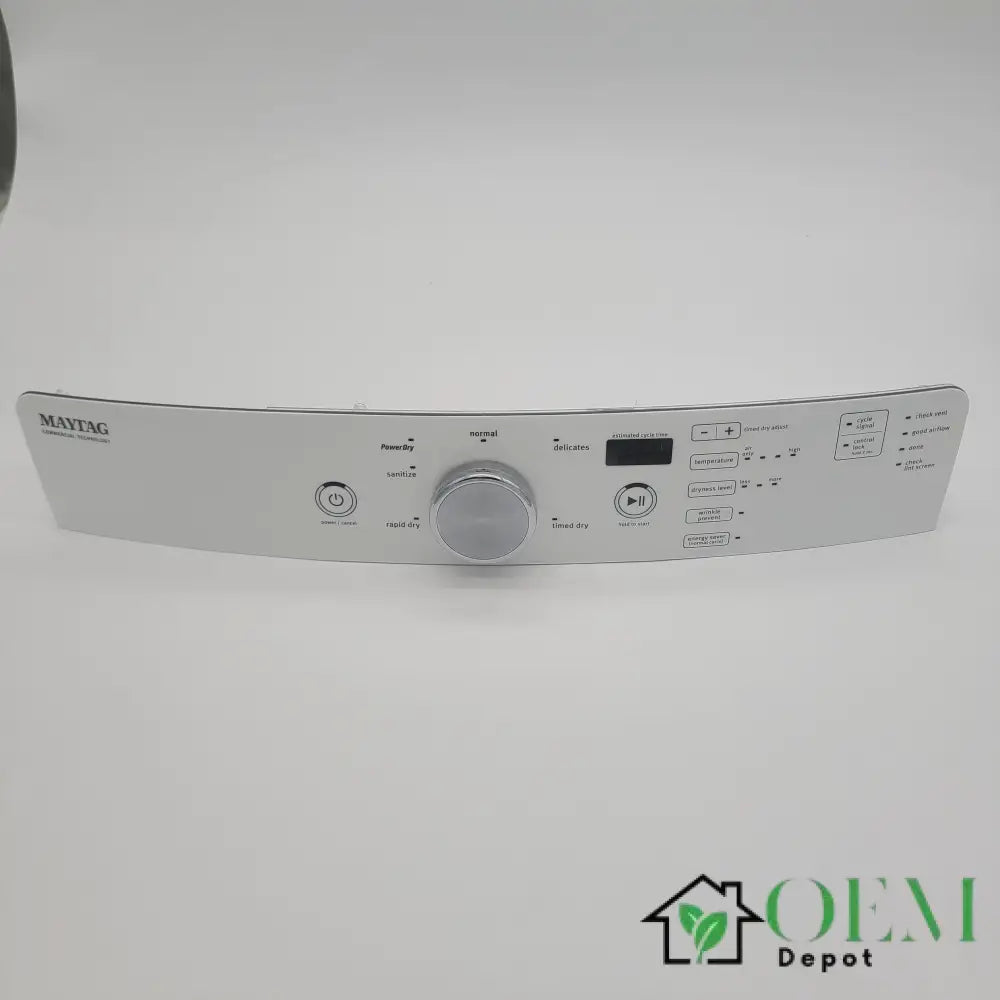 Maytag Dryer Assembly console with knob and PCB board W10918026 (Replaces: W10783692)