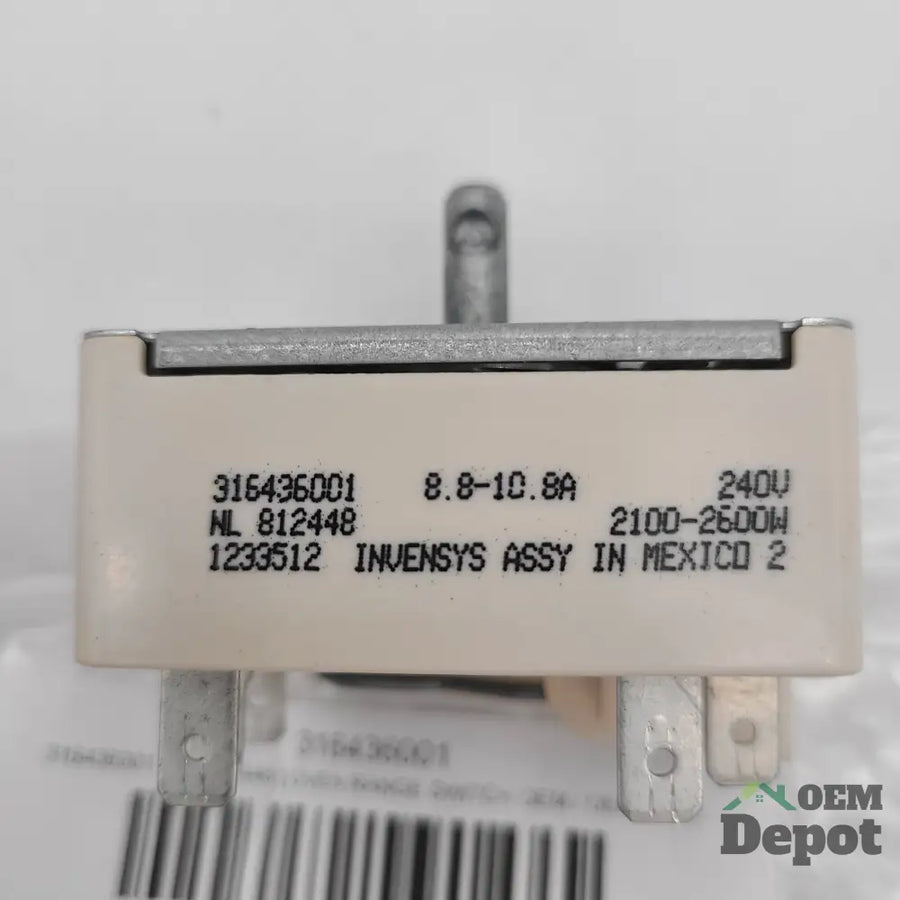 Commutateur de brûleur pour élément de cuisinière Frigidaire 316436001 AP3885460 PS1145040