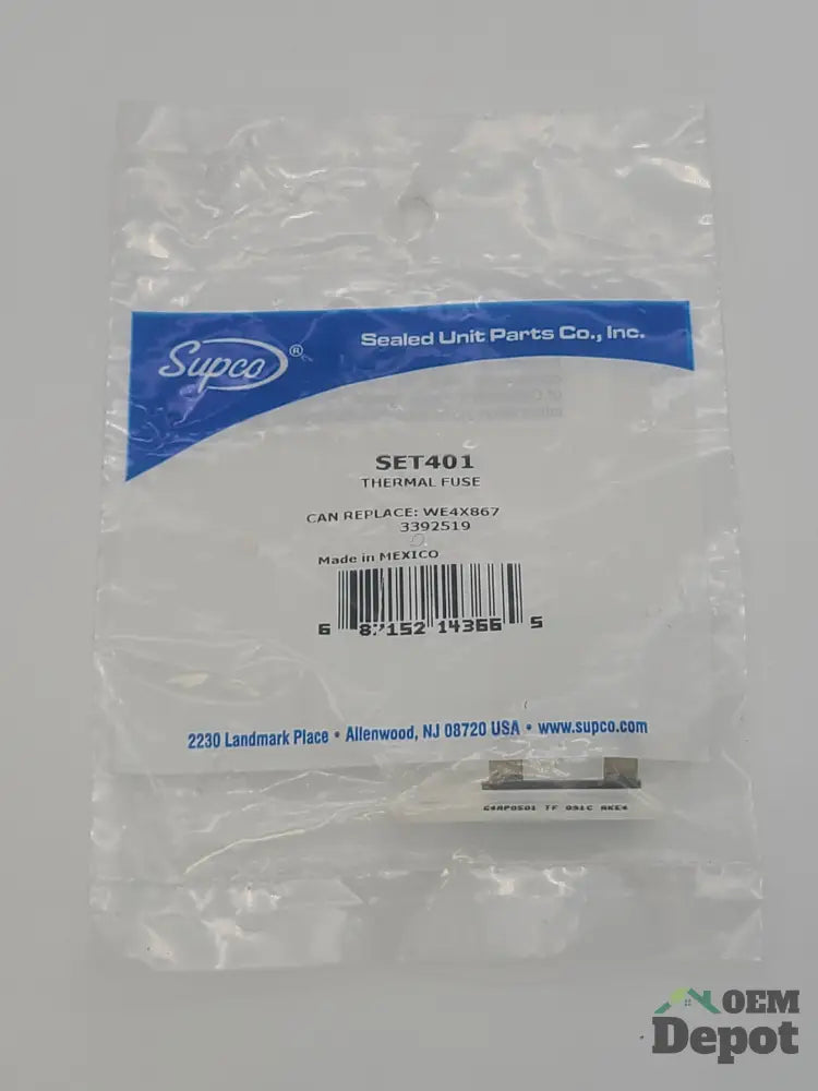 Fusible thermique pour sèche-linge Supco (3392519, WE4X867) SET401