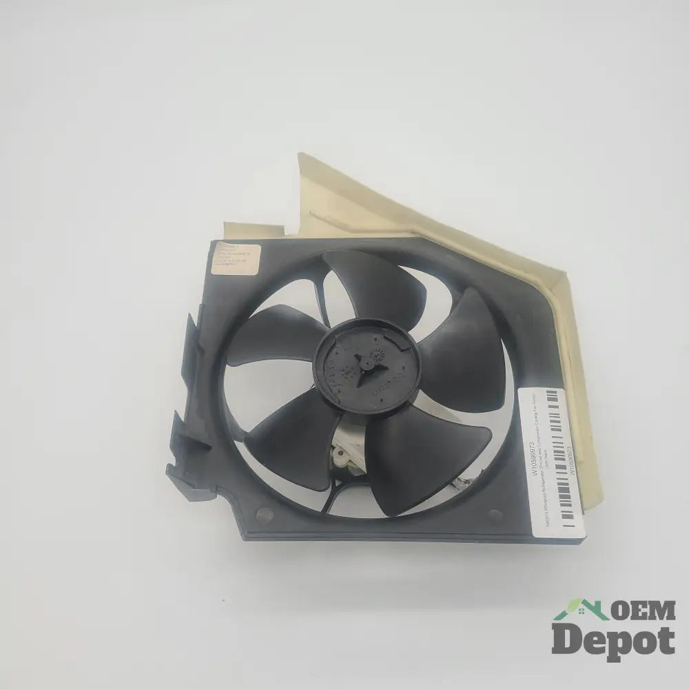 W10590973 Ventilateur de refroidissement de compresseur et carénage pour réfrigérateur Whirlpool, pièce d'origine OEM