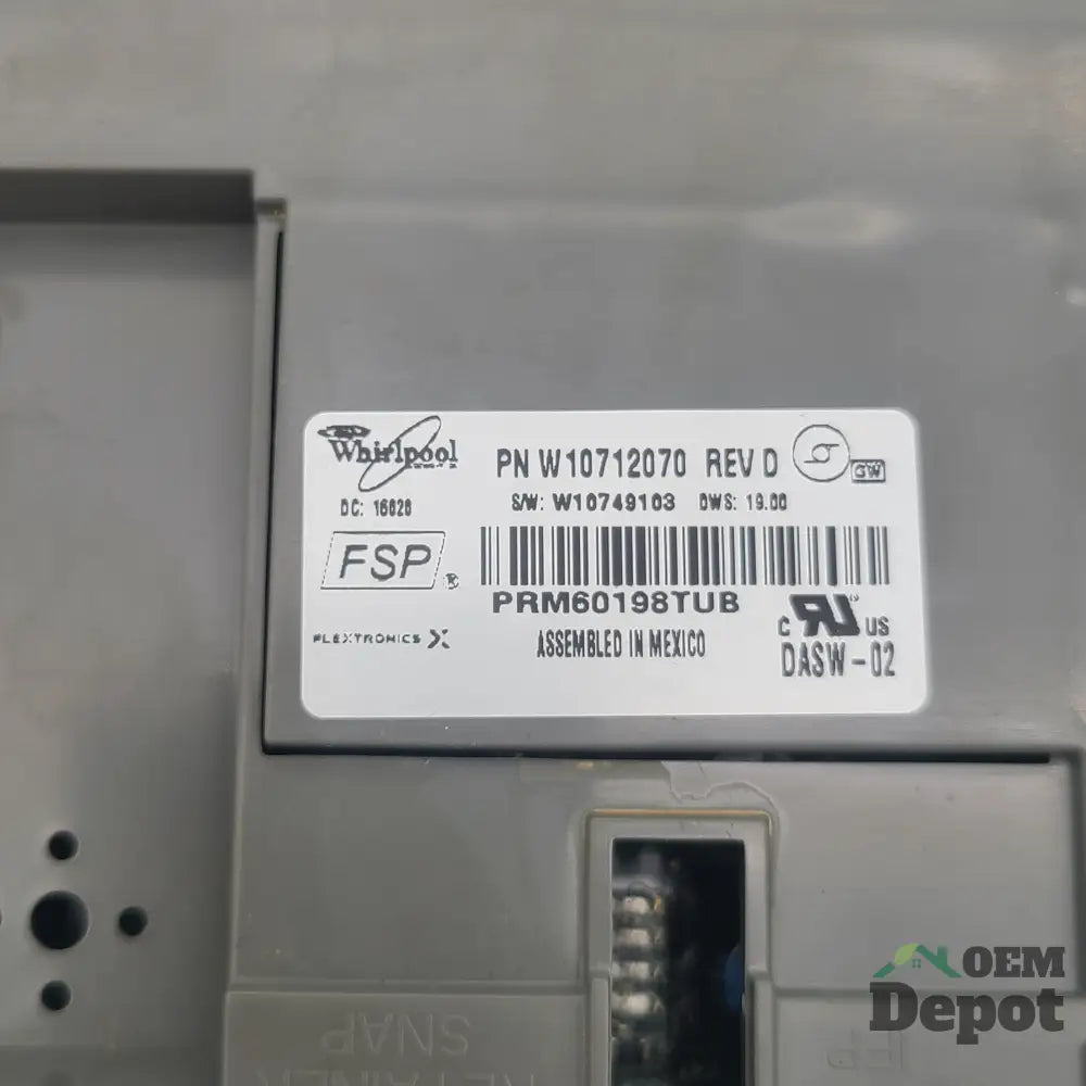 Whirlpool Maytag Dishwasher Control Board Assembly W10712070 W10737607