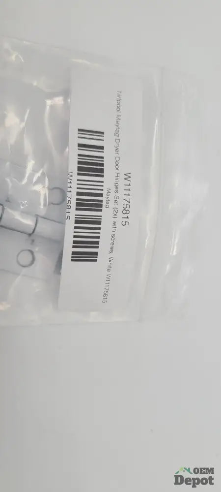 Jeu de 2 charnières de porte de sécheuse Whirlpool Maytag avec vis, blanc W11175815