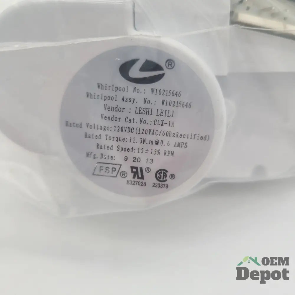 Moteur de vis sans fin pour réfrigérateur Whirlpool W10822606 W10215646