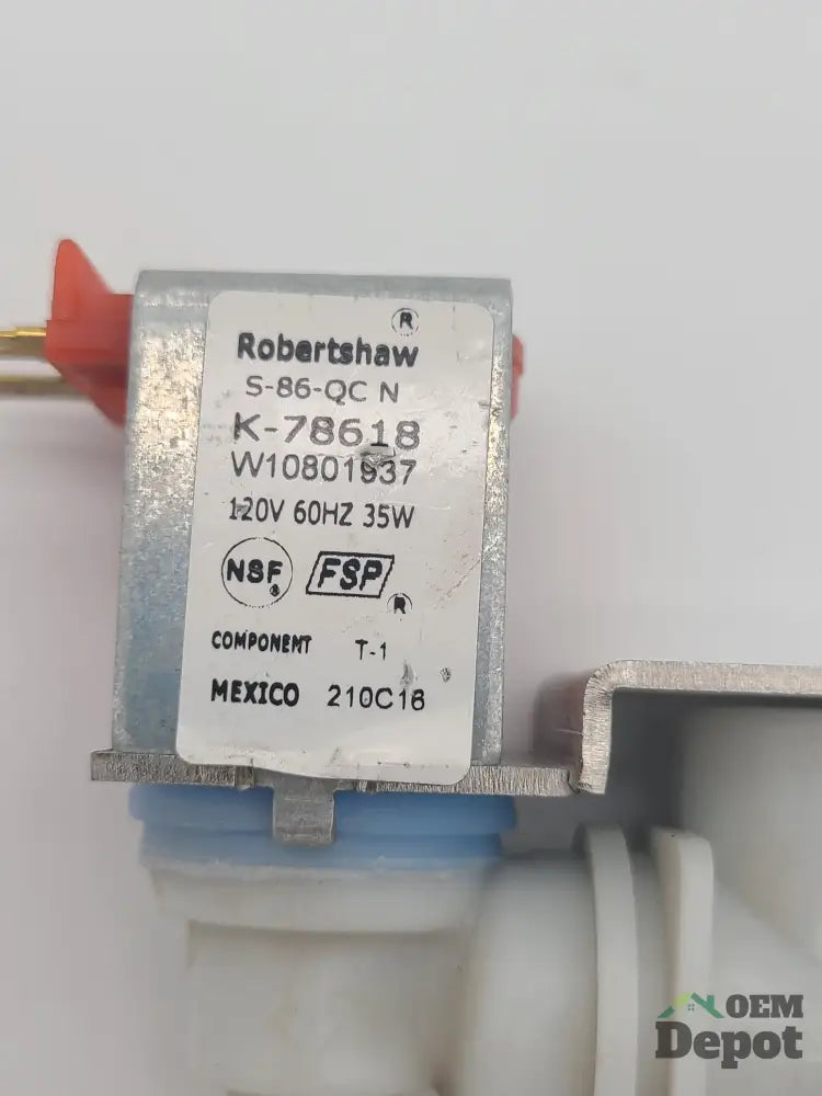 ÉLECTROVANNE D'ARRIVÉE D'EAU POUR MACHINE À GLAÇONS DE RÉFRIGÉRATEUR WHIRLPOOL W10801937