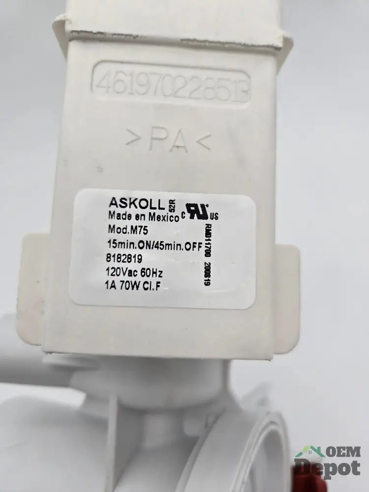 Ensemble de pompe de vidange pour lave-linge Whirlpool 8182819 Askoll M75